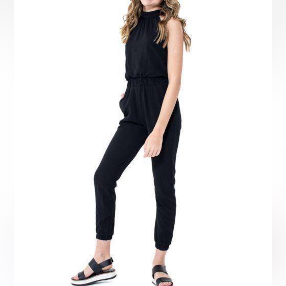 Miss Behave Black Jaime High Neck Keyhole Jumpsuit Size 14
